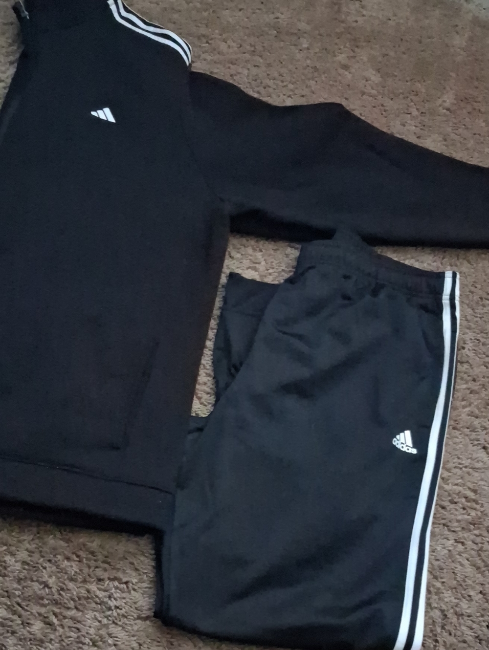 Adidas Mens Black Track Suit Three-Stripe Set